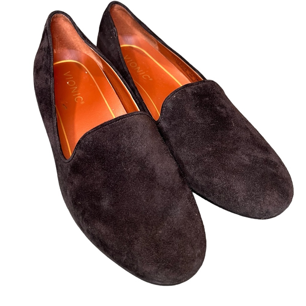 Vionic Willa slip on flat comfort orthotic loafer suede black womens size 7 GUC